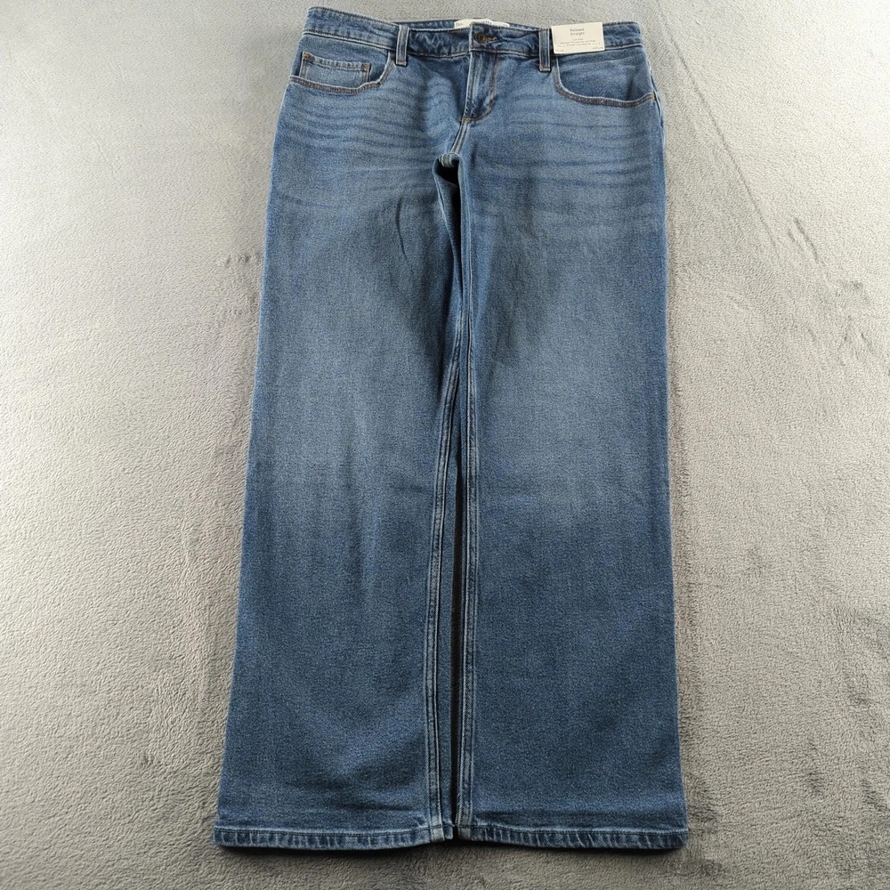 Hollister Jeans Womens 14 Long W32L Blue Low-Rise Relaxed Straight Leg Denim